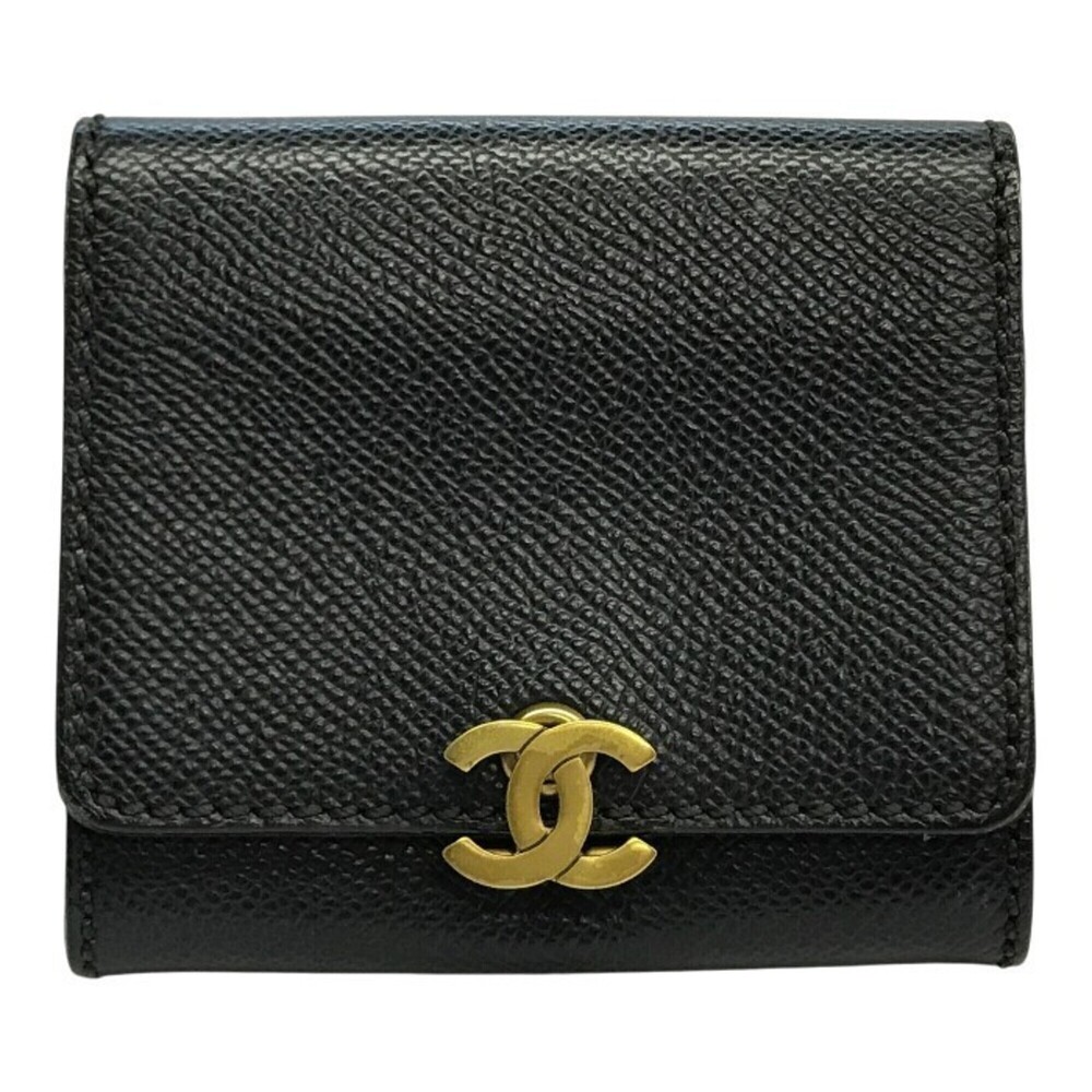 CHANEL Authentic Black Caviar Leather Wallet